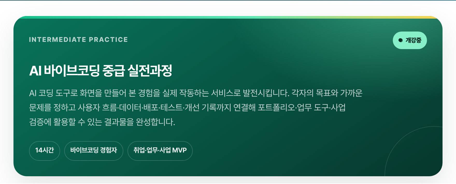 [10월 개강] AI 바이브코딩 중급 14시간 실전과정