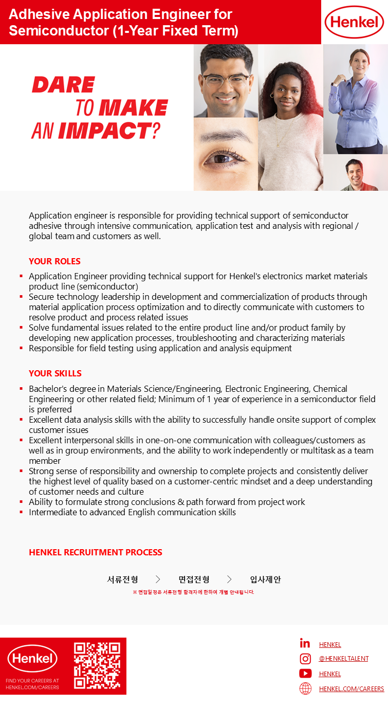 Adhesive Application Engineer for Semiconductor (1-Year Fixed term)