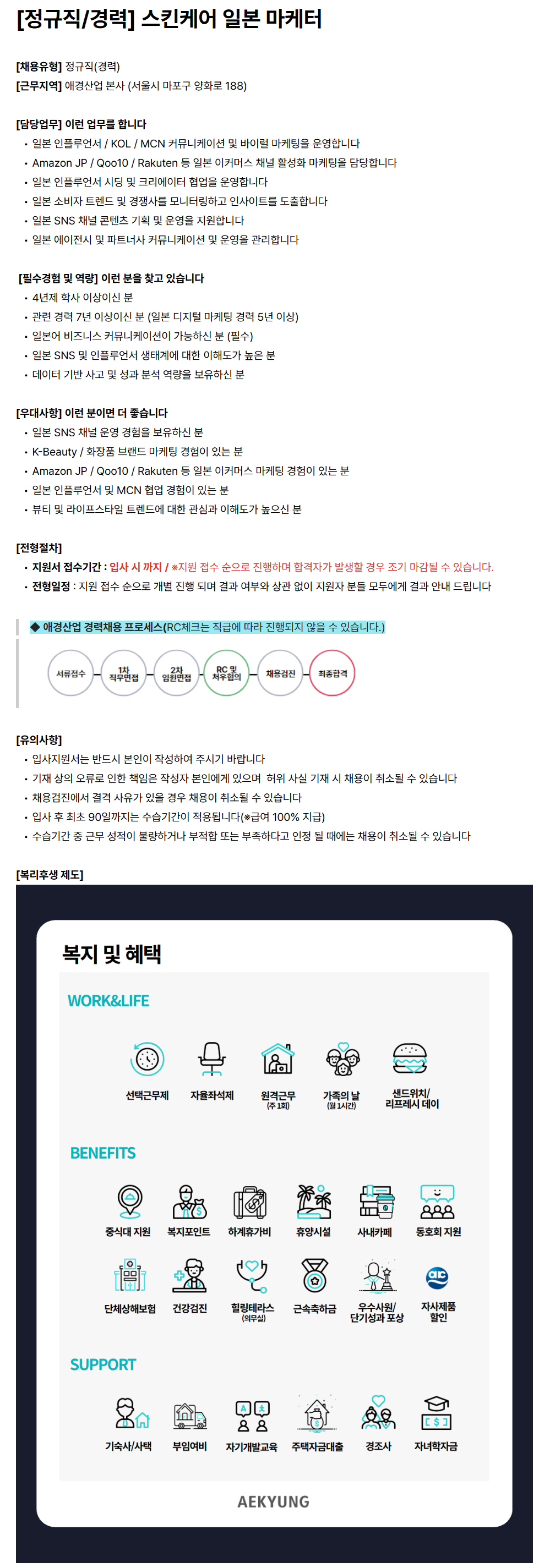[애경산업] [정규직/경력] 스킨케어 일본 마케터