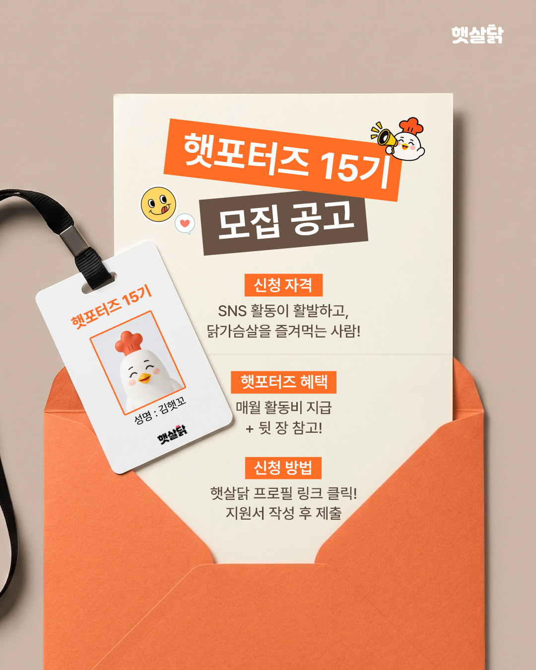 [햇살닭] 서포터즈 햇포터즈 15기 모집