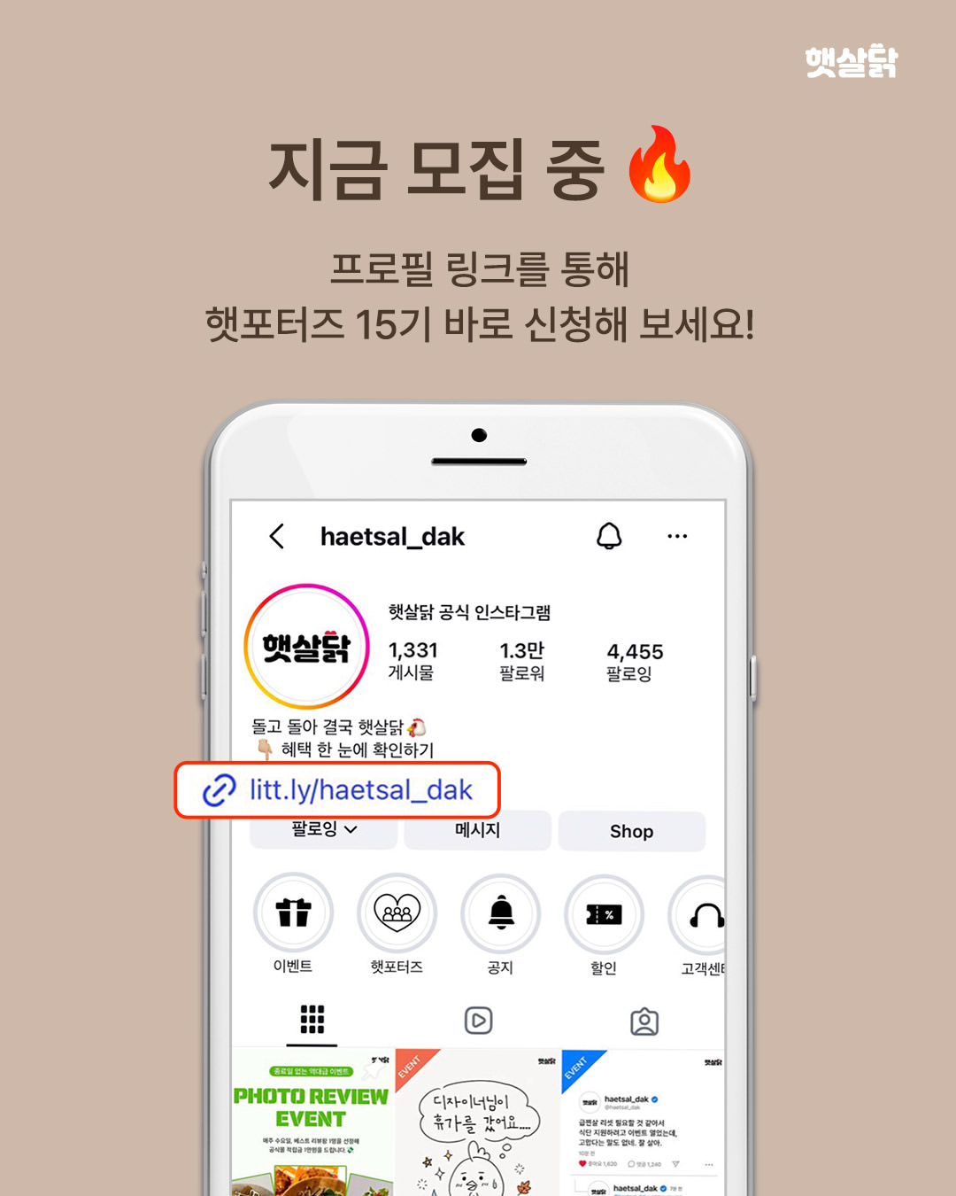 [햇살닭] 서포터즈 햇포터즈 15기 모집