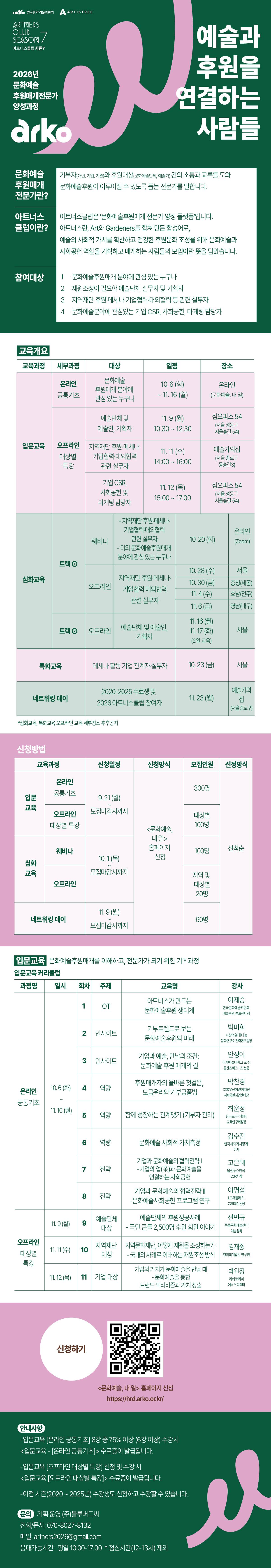 아트너스클럽 시즌7 | 지속가능한 예술생태계를 만드는 '문화예술후원매개전문가' 양성과정 모집