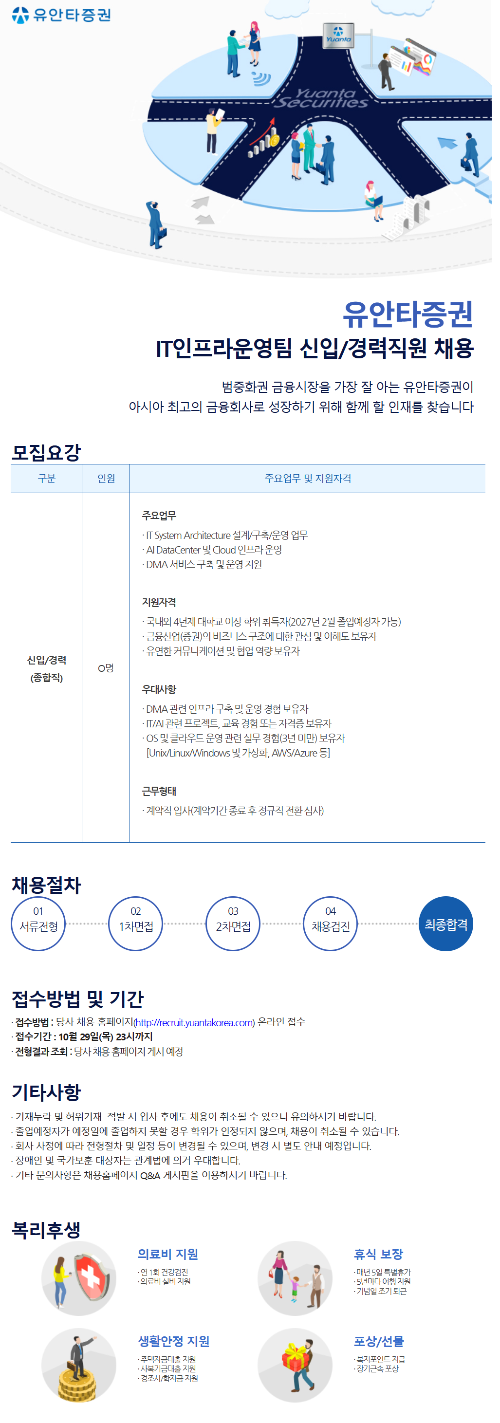 [유안타증권] IT인프라운영팀 신입/경력직원 채용