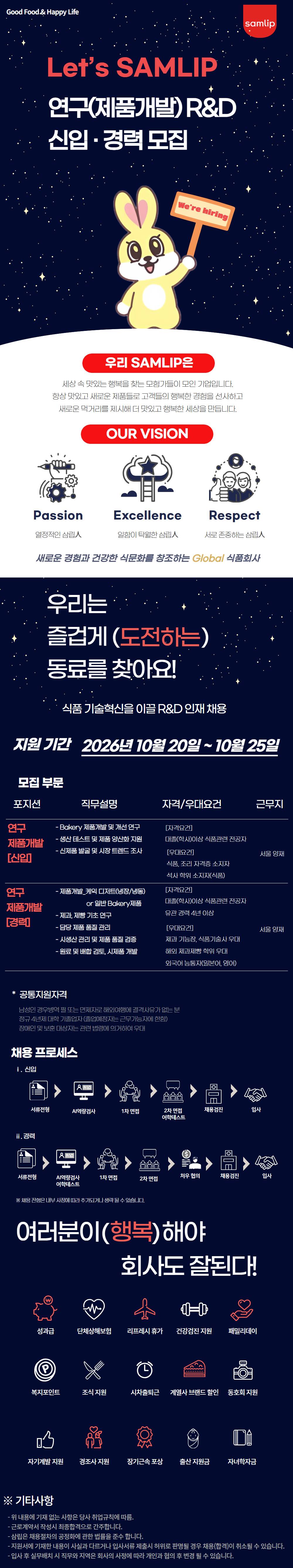 [SPC삼립] 연구(제품개발) 직무 신입 · 경력 모집