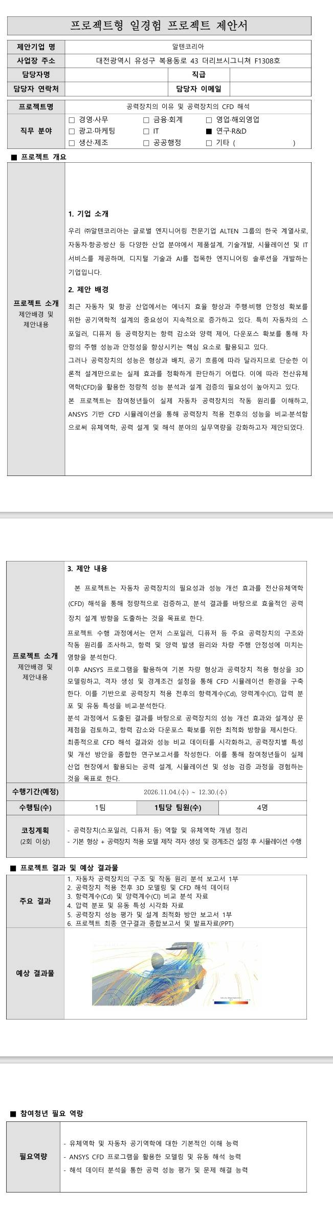[알텐코리아] 공력장치의 이유 및 공력장치의 CFD 해석
