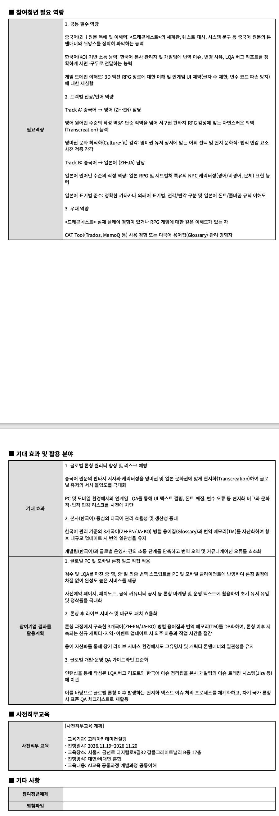 [아이덴티티게임즈] 드래곤네스트 신규 게임 출시 프로젝트